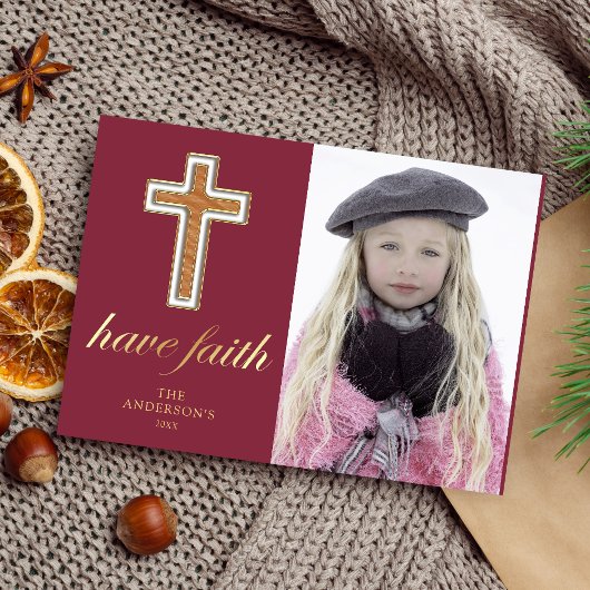 Heb geloof | Kerstfoto voor religieuze kruisbeelde Feestdagenkaart