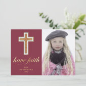 Heb geloof | Kerstfoto voor religieuze kruisbeelde Feestdagenkaart (Staand voorkant)