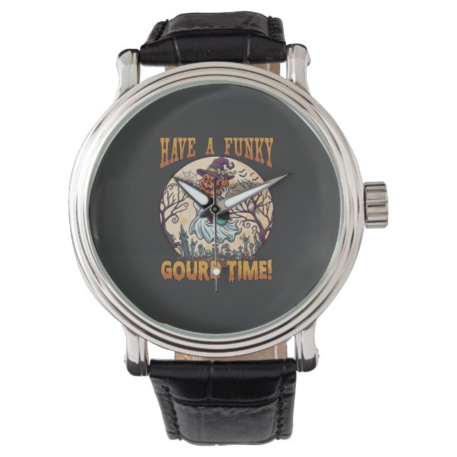 Heb Grappige Pompoen Tijd Spook Pompoen Kerkhof Horloge (Voorkant)