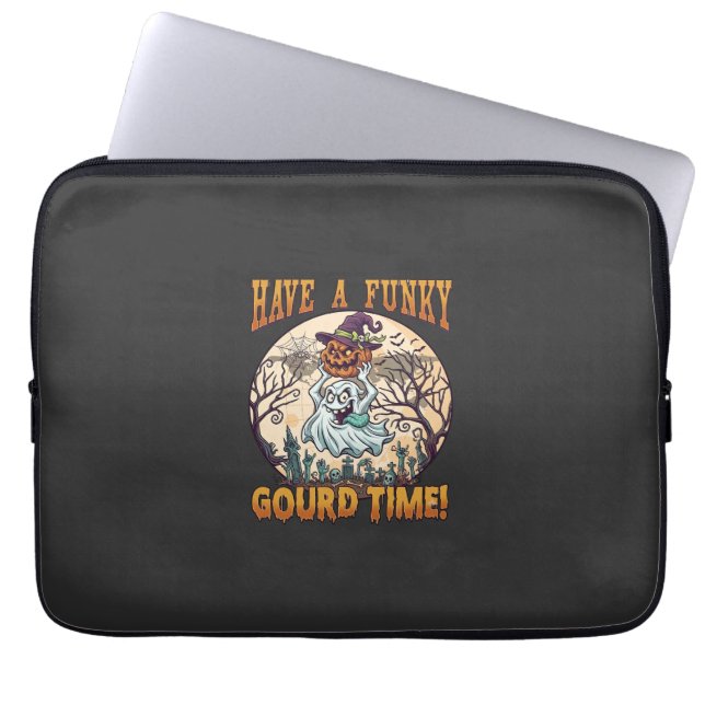 Heb Grappige Pompoen Tijd Spook Pompoen Kerkhof Laptop Sleeve (Voorkant)