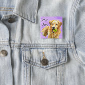 Heb het leuk Goud Retriever Knop Vierkante Button 5,1 Cm (In situ)