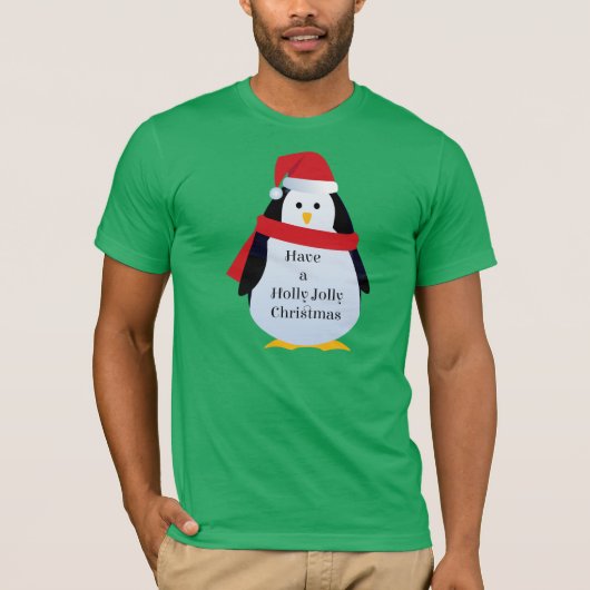 "Heb Holly Jolly Kerstmis" Santa Penguin T Shirt (Voorkant)