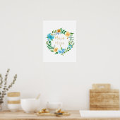 Heb hoop Floral krans Poster (Keuken)
