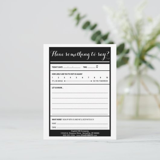 heb iets om commentaar te geven briefkaart (Staand voorkant)