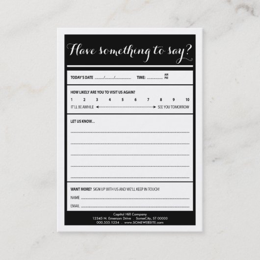 heb iets te zeggen over de logo-commentaarkaart visitekaartje (Voorkant)