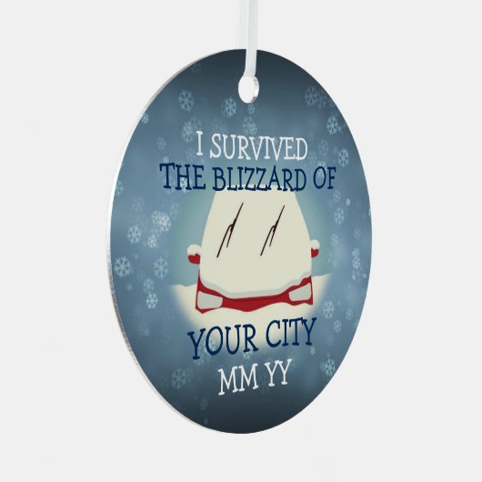  heb ik de blizzard auto overleefd metalen ornament (Voorkant Rechts)