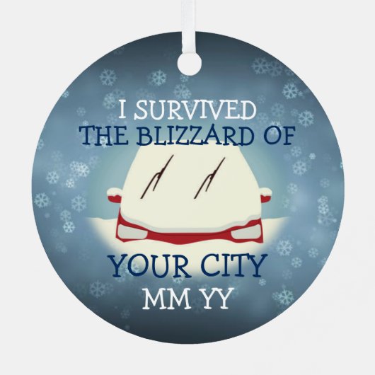  heb ik de blizzard auto overleefd metalen ornament (Achterkant)