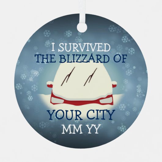  heb ik de blizzard auto overleefd metalen ornament (Voorkant)