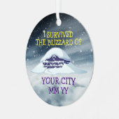  heb ik de sneeuwstorm overleefd metalen ornament (Voorkant links)