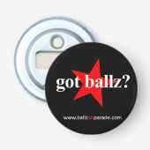 Heb je Ballz? Knoopflesopening Button Flesopener (Voorkant)