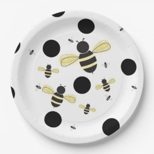 Heb je de BUZZ Bumble Bee Dot Baby Shower gehoord Papieren Bordje