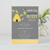 Heb je de Buzz gehoord? Bijen Baby shower Kaart (Staand voorkant)