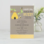 Heb je de Buzz gehoord? Bijen Baby shower Kaart (Staand voorkant)