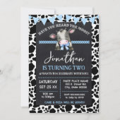 Heb je de koeien gehoord Blauwe Koe Verjaardag Kaart (Voorkant)