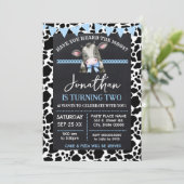 Heb je de koeien gehoord Blauwe Koe Verjaardag Kaart (Staand voorkant)