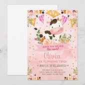 Heb je de moos koe Girl Birthday uitgenodigd? Kaart (Voorkant / Achterkant)