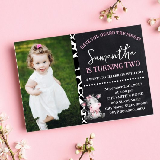 Heb je de Moos Pink Koe Birthday gehoord? Kaart