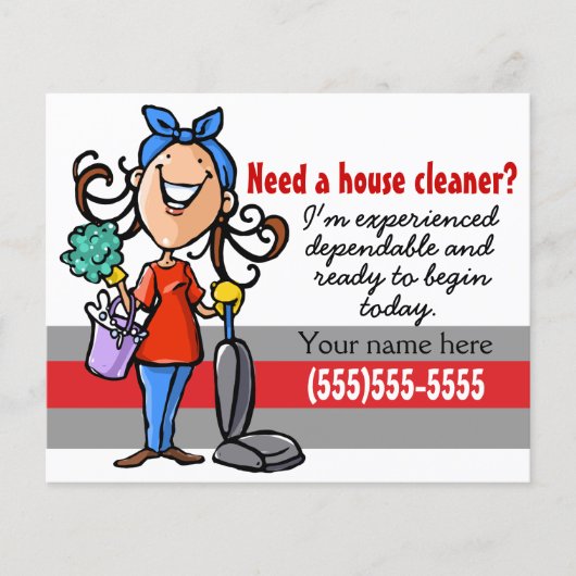 Heb je een Housecleaner nodig? Aangepaste marketin Flyer (Voorkant)