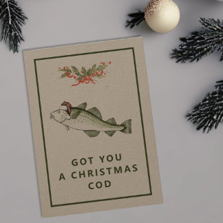 Heb je een kerstkabeljauw Gevist flat? Feestdagenkaart
