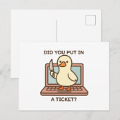 Heb je een ticket ingediend? Eend Briefkaart (Voorkant / Achterkant)