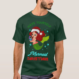 Heb je eigen Zeemeerminnende kerst T-shirt