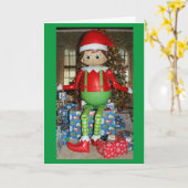 Heb je Elf een prettige kerst. Kaart (Gele Bloem)