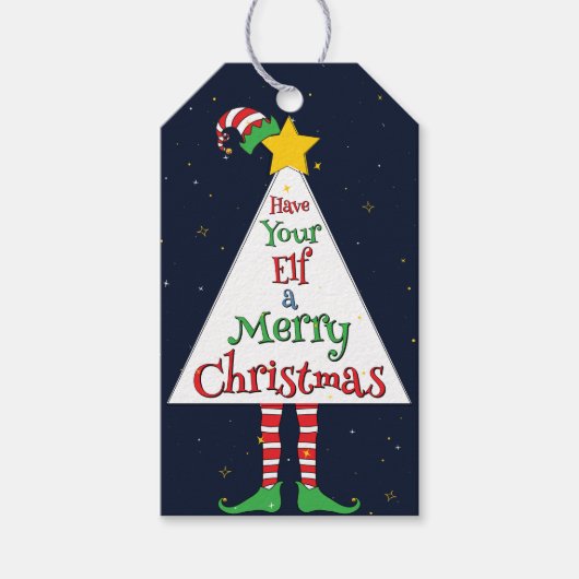 Heb je Elf een vrolijk kerstfeest Cadeaulabel (Voorkant)