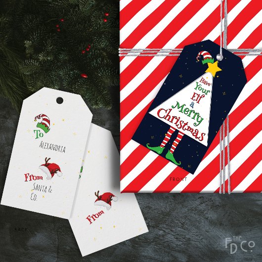 Heb je Elf een vrolijk kerstfeest Cadeaulabel