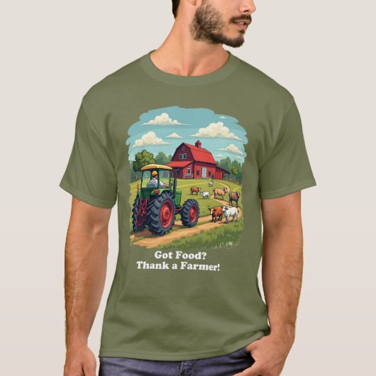 Heb je eten? Bedank een Farmer Tractor T-shirt (Voorkant)