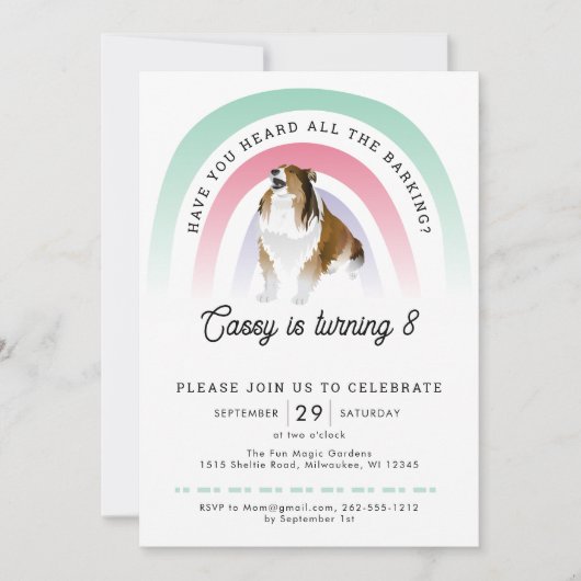 Heb je gehoord, Regenboog en Hond Verjaardag Kaart (Voorkant)