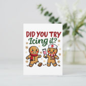 Heb je geprobeerd het grappige peperkoekverpleging briefkaart (Staand voorkant)