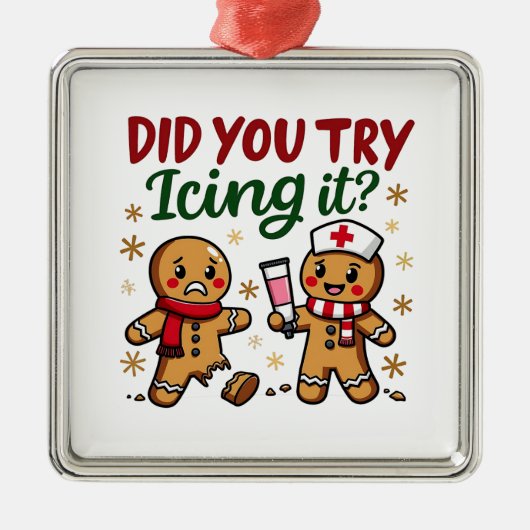 Heb je geprobeerd het grappige peperkoekverpleging metalen ornament (Voorkant)