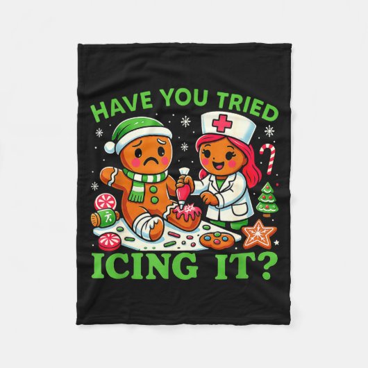 Heb je geprobeerd het te bevriezen Kerst Gingerbre Fleece Deken (Voorkant)