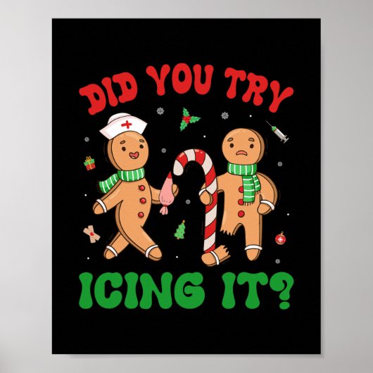 Heb je geprobeerd Ice It Retro Christmas Gingerbre Poster (Voorkant)
