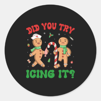 Heb je geprobeerd Ice It Retro Christmas Gingerbre Ronde Sticker