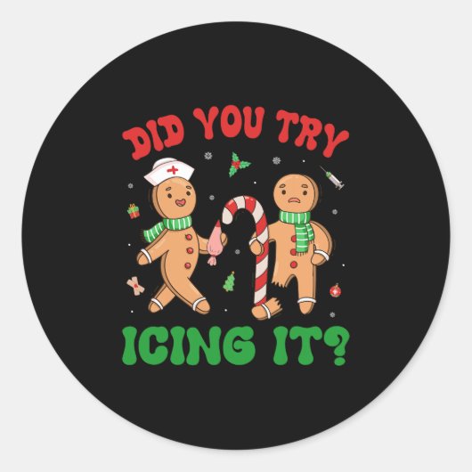 Heb je geprobeerd Ice It Retro Christmas Gingerbre Ronde Sticker (Voorkant)