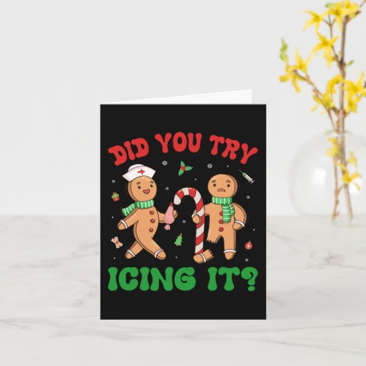 Heb je geprobeerd om het te ijsmen Retro Christmas Kaart (Gele Bloem)