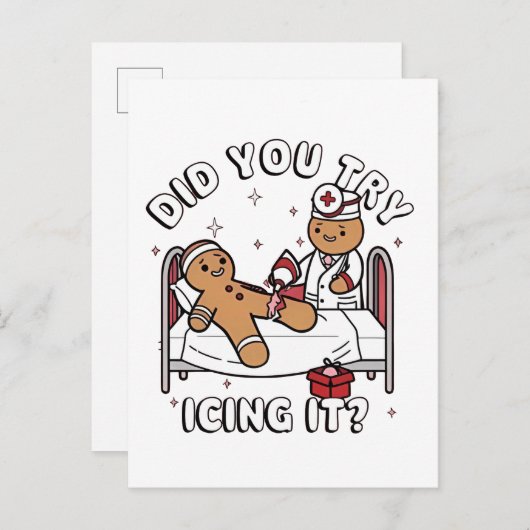 Heb je het met ijs geprobeerd Gemberkoek Verpleegs Aankondigingskaart (Voorkant / Achterkant)