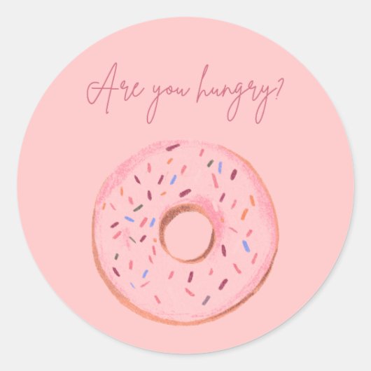 "Heb je honger?" Donut Sticker 🍩💞 (Voorkant)
