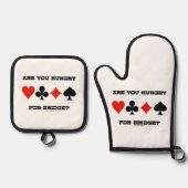 Heb je honger naar Bridge? Vier kaarteenheden Ovenwant & Pannenlap Set (Voorkant)