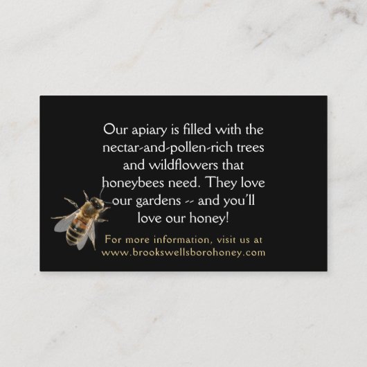 Heb je honing? Gouden druppels Realistische Bee Bl Visitekaartje (Achterkant)