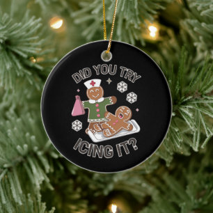 Heb je Icing It School Nurse Christmas PICU geprob Keramisch Ornament