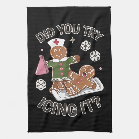 Heb je Icing It School Nurse Christmas PICU geprob Theedoek (Verticaal)