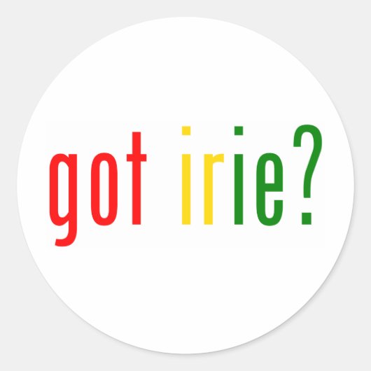 Heb je irie? ronde sticker (Voorkant)