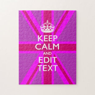 Heb je Keep Calm tekst op roze Union Jack Legpuzzel