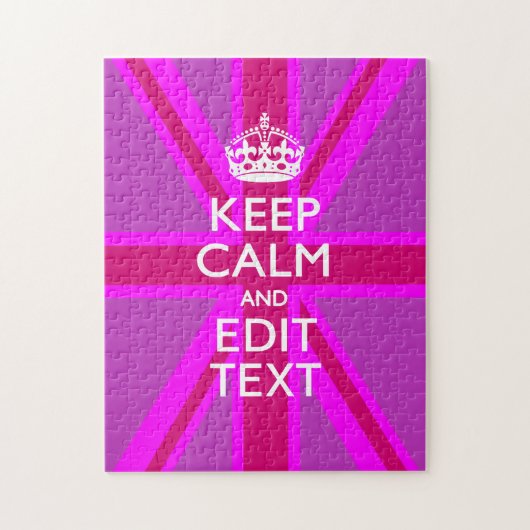 Heb je Keep Calm tekst op roze Union Jack Legpuzzel (Verticaal)