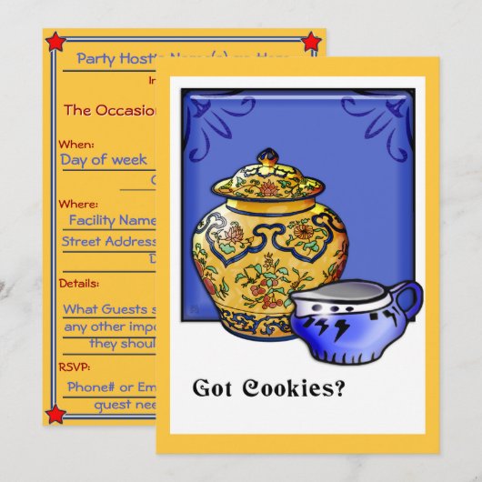 Heb je koekjes? (Uitnodiging van de partij) Kaart (Voorkant / Achterkant)