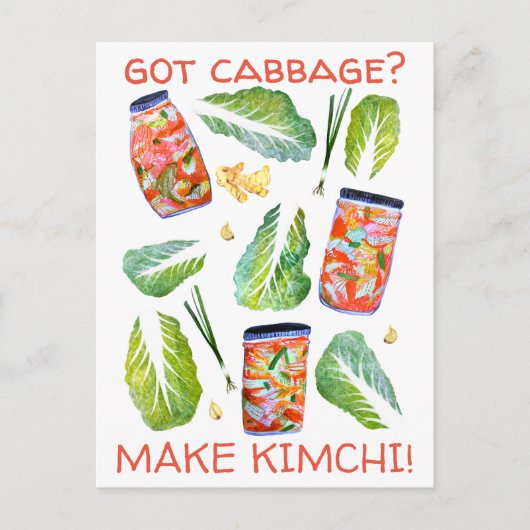 Heb je kool? Make Kimchi Fun Spicy Waterverf Briefkaart (Voorkant)