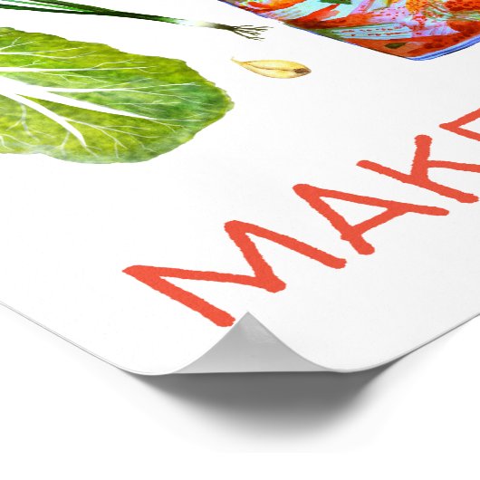 Heb je kool? Make Kimchi Fun Spicy Waterverf Poster (Hoek)