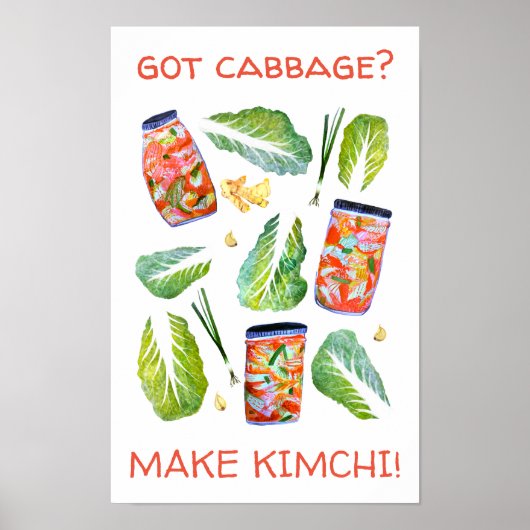 Heb je kool? Make Kimchi Fun Spicy Waterverf Poster (Voorkant)